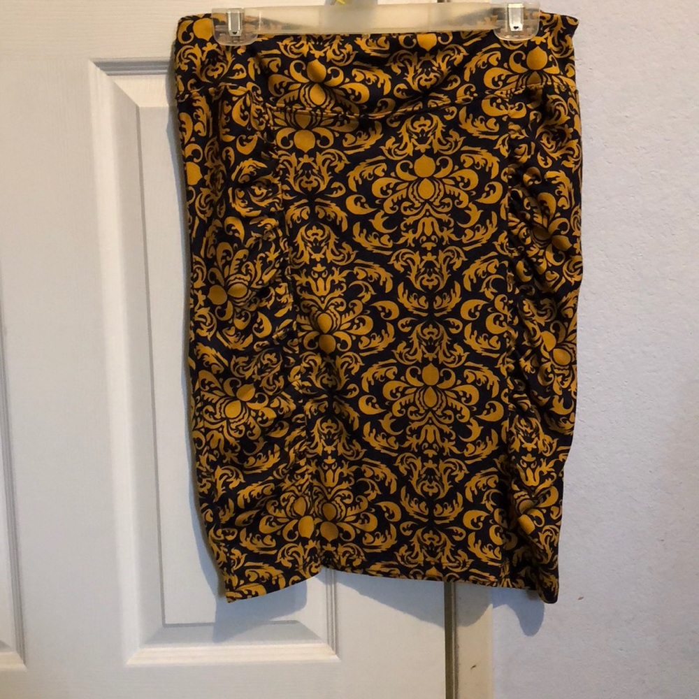 Gold and Navy Blue Paisley Skirt